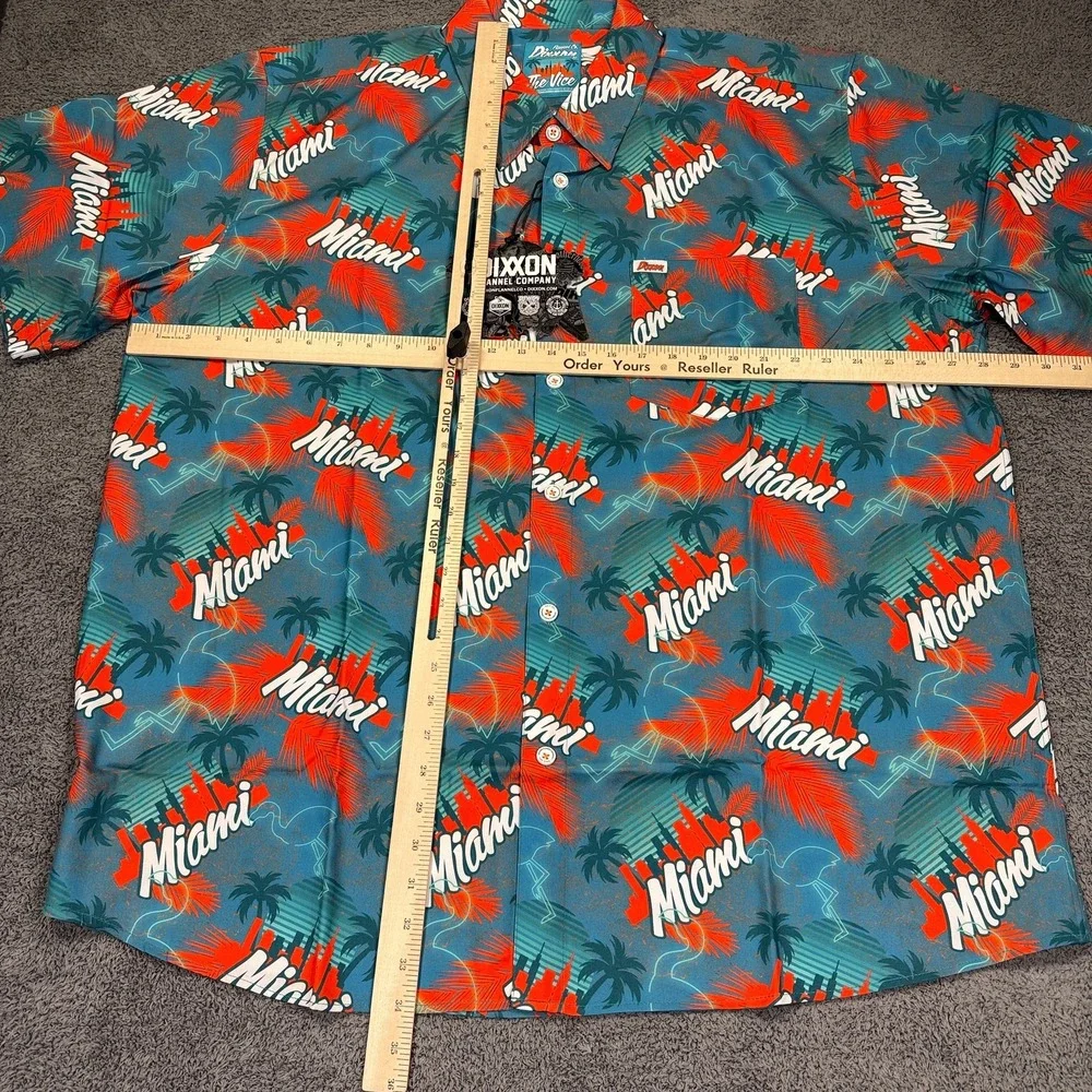 Dixxon The‎ Vice Miami Shirt Mens 3XL Blue Red Palm Tree Party Wear Button Up - Picture 5 of 11
